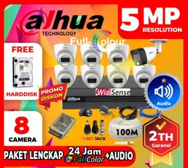 Paket cctv DAHUA 8 Kamera 5MP Full Color Colorvu AUDIO MURAH