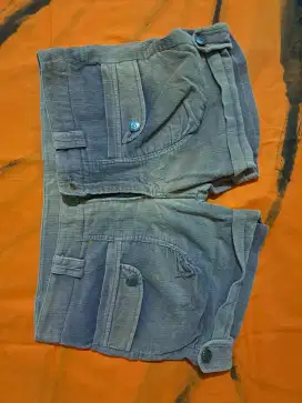 A) Celana hot pant jeans wanita remaja coklat.