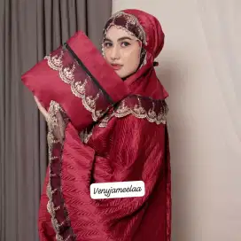 Mukena bahan santorini kombi velvet renda