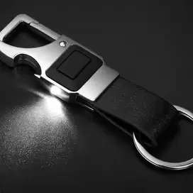 Gantungan Kunci Motor Rumah LED Carabiner Pembuka Botol Kulit