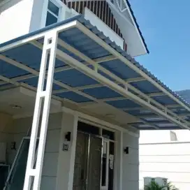 Kanopi atap alderon ples rangka besi holo 4x6