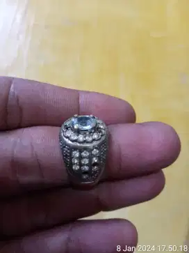 Batu cincin aquamarin india kristal