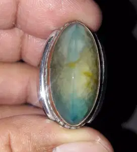 Cincin Batu akik pandan putih