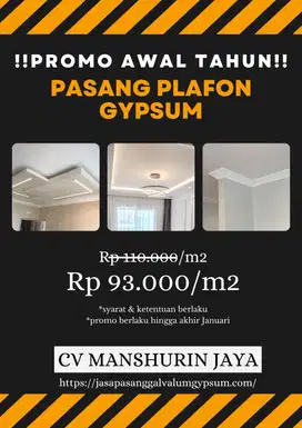 PROMO PASANG PLAFON GYPSUM SIDOARJO SURABAYA CUMA 93.000/m2