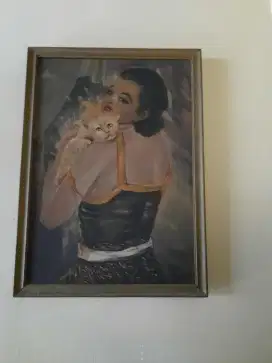 Lukisan wanita dan kucing