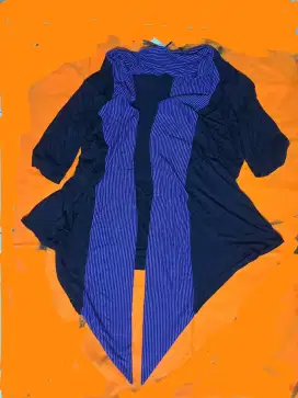 Cardigan kaos wanita remaja kombinasi hitam, ungu + putih lengan 3/4.