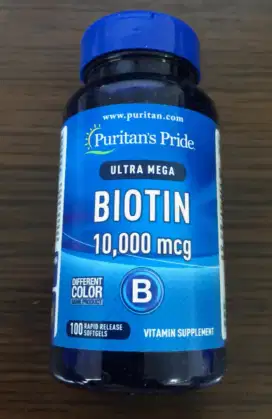 Puritans Pride Biotin 10000mcg 100 Softgel Vit Rambut Atasi Kebotakan