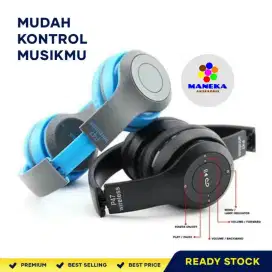 Headphone Bluetooth 5.0 Wireless P47 Headset Bass Jernih bisa Radio FM