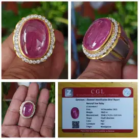 Ruby kristal Ring perak handmade