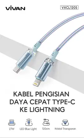 VIVAN Kabel Data iPhone Type C to Lighting Fast Charging 3A VXCL120s