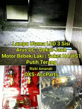 Lampu utama led 3 Sisi DC H4 HS1 Motor Bebek Laki mx king beat verza