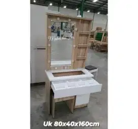 Meja rias minimalis lampu-laci meja kaca+tempat duduk murah