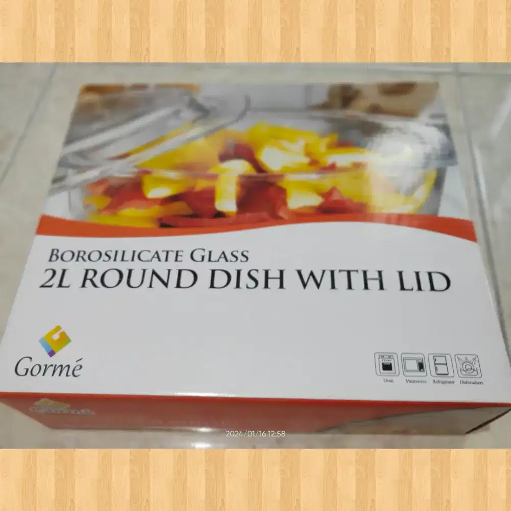 GORME 2L Borosilicate Glass Round Dish. Mangkok FUL Kaca Bulat+ Tutup