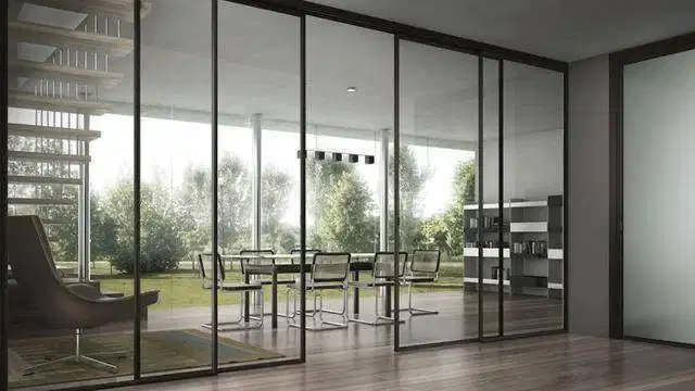 Kusen aluminium partisi kantor dan pintu kaca