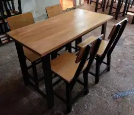 Meja kursi lestoran set meja 1 kursi 4
