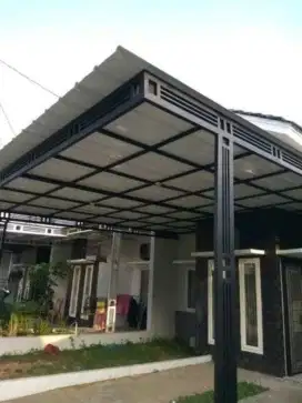 Canopi besi atap alderon double layer curug