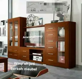 Bufet tv minimalis modern p. 300cm,kayu jati tua