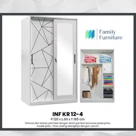 Lemari Pakaian Sliding Plat Besi Impor Minimalis Motif Abstrak