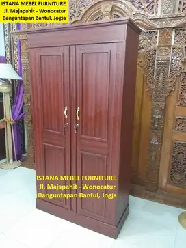 Lemari Almari Gantungan Hanger Pakaian Baju 2 Pintu 2 Besar Kayu (kas)