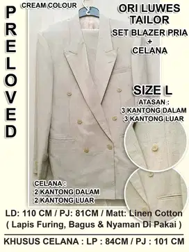 Jual Setelan Jas + Celana Warna Cream LIKE NEW !
