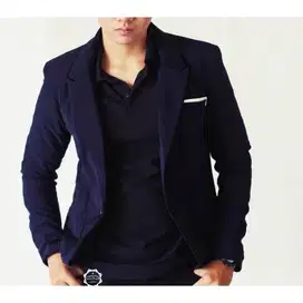 Jas Blazer Blue Skinny Suit Korean Style