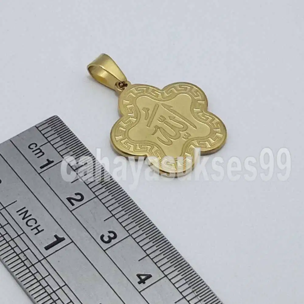 Liontin Titanium Stainless Gold Allah Kaligrafi 2,5cm Aksesoris LAG07