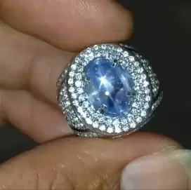 Batu cincin blue safir Srilanka natural no heat sapphire