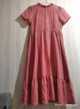Dress warna salmon preloved kualitas