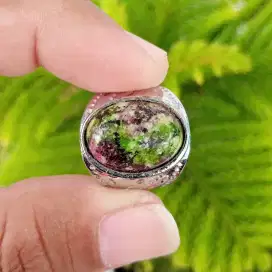 Cincin Batu Natural Ruby Fuchsite Tanzania / Zoisite Kembang