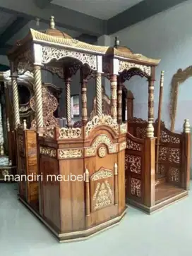 Stok mimbar masjid kubah kayu jati.