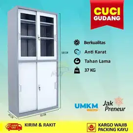 Lemari Kabinet Kantor Arsip LOKER BESI Pintu Sliding Geser TERMURAH  S