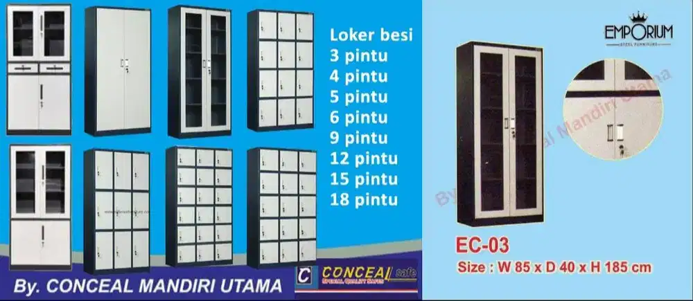 EC42 Lemari arsip Dokumen Kantor Loker Locker Besi Filling Baru Bekas