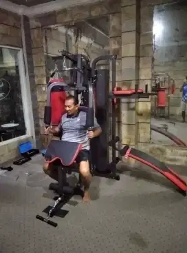 Alat fitnes home gym 3 sisi samsak+speed ball