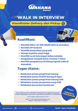 Koordinator Delivery dan Pickup Mobil