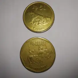 Koin kuno perunggu Rp 50 dan Rp 100