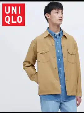 Uniqlo Jaket Kemeja Over Shirt Brown