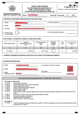 Jasa pembuatan ebupot Bukti potong PPh 21 & PPh 23