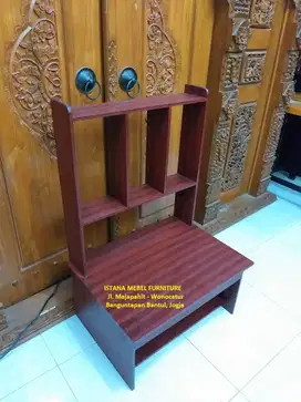 Meja Belajar Tulis Komputer Laptop Rak Buku Pendek Lesehan Kayu (gpg)