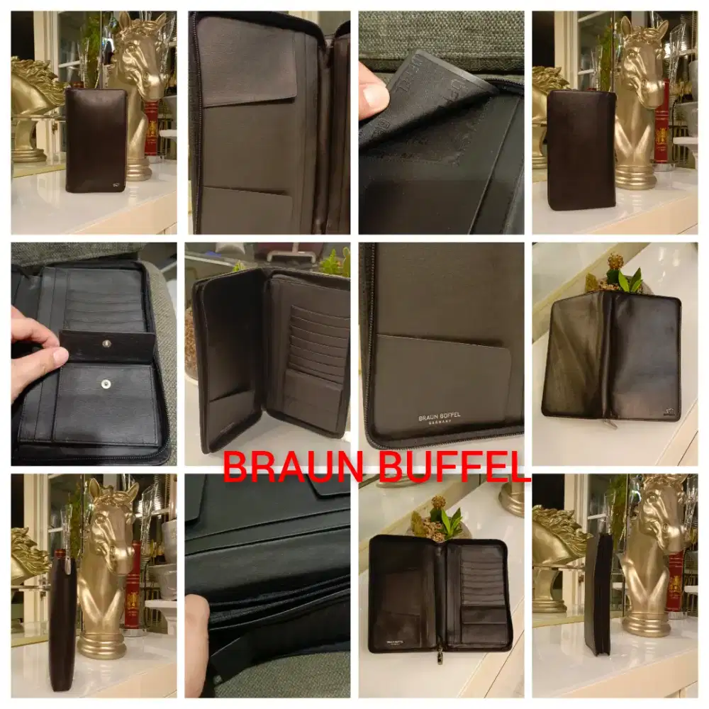BRAUN BUFFEL  2 FOLD LONG WALLET LEATHER 100% AUTHENTIC LIKE NEW NEGO.