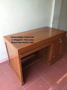 Meja Komputer Kerja Belajar Tulis Kantor Kasir 1/2 Biro Kayu Jati #GP