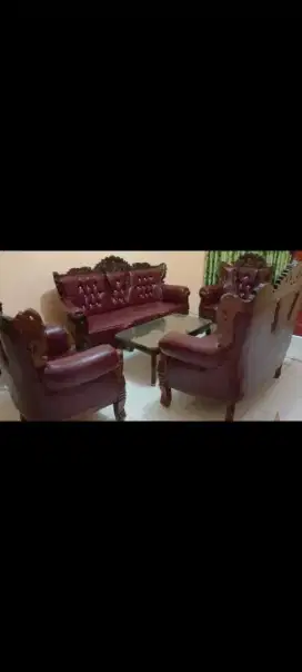 Sofa set kursi dan meja semi kayu jati, bahan kayu bagus.