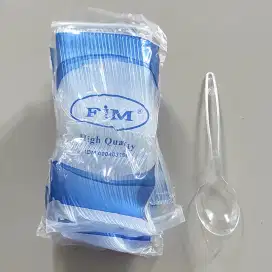 Sendok makan plastik bening FIM 16cm isi 25pcs, baru