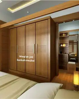 Lemari baju minimalis modern dan mewah pintu 4, kayu jati tua