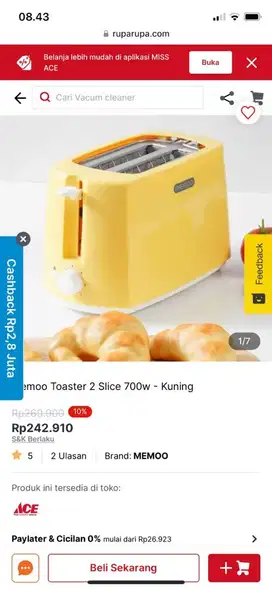 Pemanggang Roti Toaster dari Ace Hardware