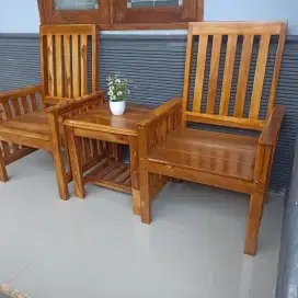 Meja teras jati 1 meja 2 kursi jati