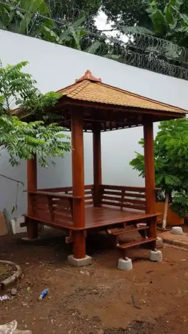 Ready Bayar di tempat gazebo 2x2m bahan kayu kelapa