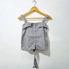 Atasan Kemeja Tanktop Wanita Motif Tartan Kotak Kotak