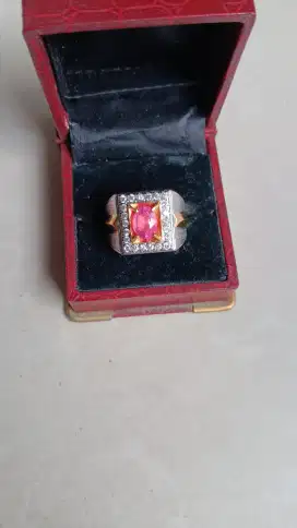 Cincin Pink Safir Crystal ring perak