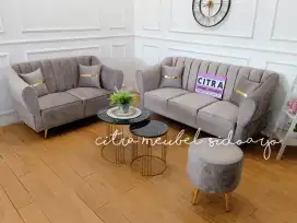 Sofa scandinavian garis kaki besi