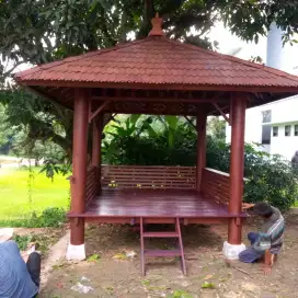 saung gazebo kayu kelapa